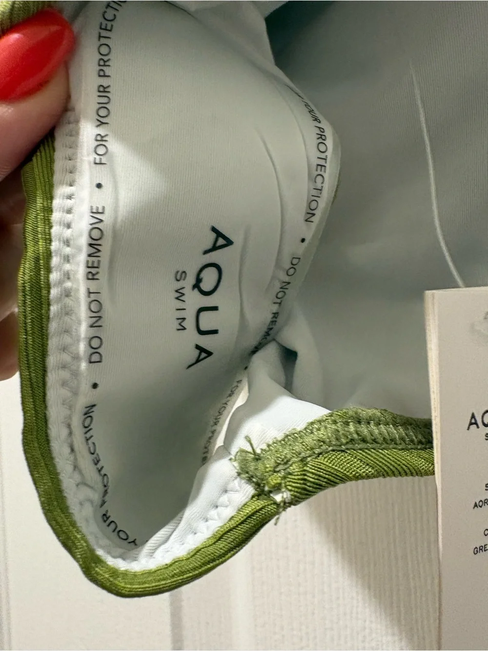 NWT Aqua Swim Ribbed Bikini Bottom Greek Olive Size S High Cut Cheeky Retail $48